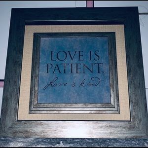 “Love is Patient, Love is Kind.” Wall frame decor